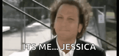 A Man In A Suit And Tie Is Saying It 'S Me Jessica . GIF