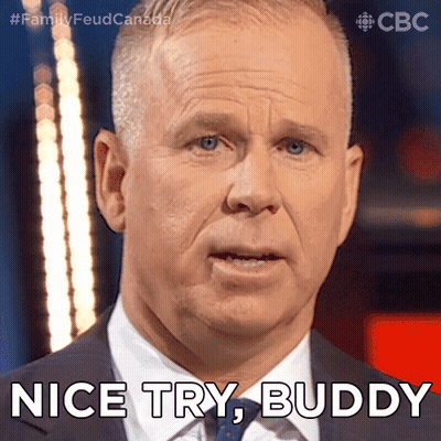 A Man In A Suit And Tie Is Saying " Nice Try Buddy " GIF