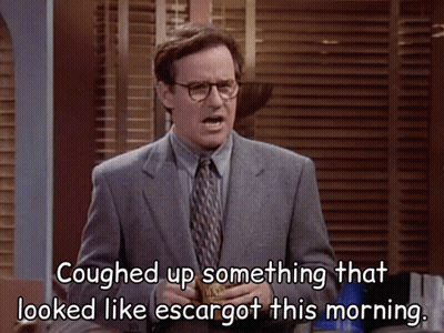 a man in a suit and tie is saying something that looked like escargot this morning