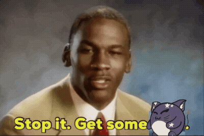 A Man In A Suit And Tie Is Saying Stop It Get Some GIF
