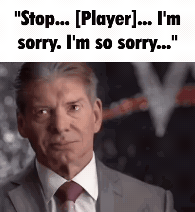 A Man In A Suit And Tie Is Saying " Stop Player I 'M Sorry I 'M So Sorry ... " GIF