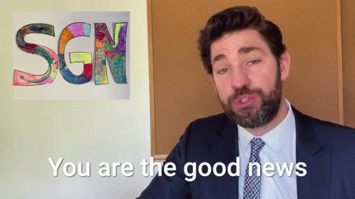 A Man In A Suit And Tie Is Saying You Are The Good News GIF