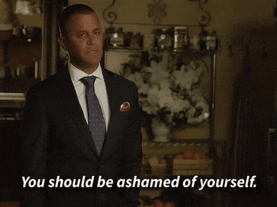A Man In A Suit And Tie Is Saying " You Should Be Ashamed Of Yourself " GIF