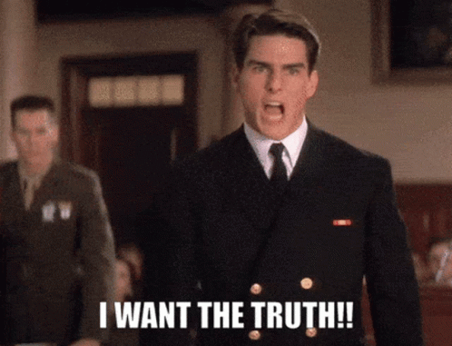 A Man In A Suit And Tie Is Screaming And Says I Want The Truth GIF