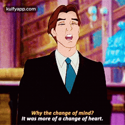 A Man In A Suit And Tie Is Singing Why The Change Of Mind ? It Was More Of A Change Of Heart GIF