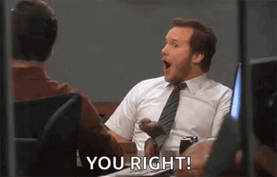 A Man In A Suit And Tie Is Sitting At A Desk Talking To Another Man And Says `` You Right '' . GIF