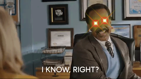 A Man In A Suit And Tie Is Sitting At A Desk With A Woman And Says `` I Know Right '' . GIF