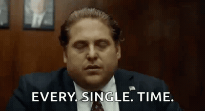 A Man In A Suit And Tie Is Sitting In A Room With His Eyes Closed And Says `` Every Single Time '' . GIF