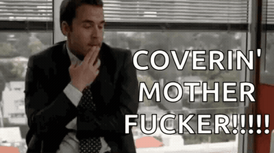 A Man In A Suit And Tie Is Sitting In Front Of A Window And Covering His Mouth . GIF