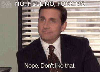 A Man In A Suit And Tie Is Sitting In Front Of A Window And Saying No , Hell No , Fukk No . GIF