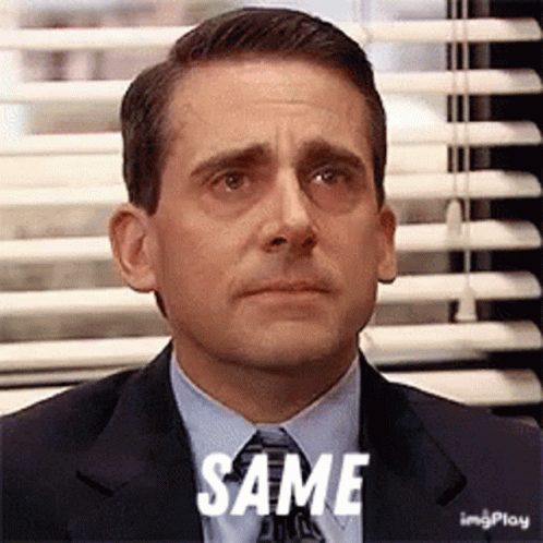 A Man In A Suit And Tie Is Sitting In Front Of A Window With Blinds And The Word Same Written On His Face . GIF