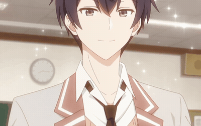 A Man In A Suit And Tie Is Smiling In Front Of A Clock GIF