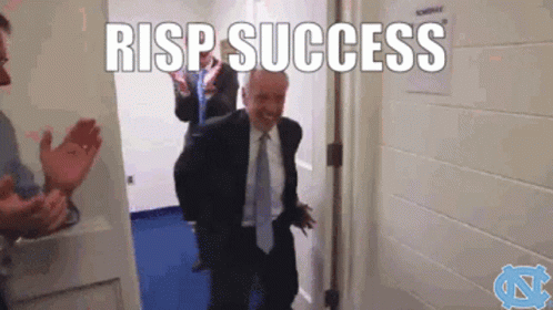 A Man In A Suit And Tie Is Standing In A Doorway With The Words Risp Success Above Him GIF
