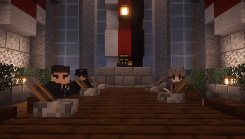 A Man In A Suit And Tie Is Standing In A Room With A Lantern GIF