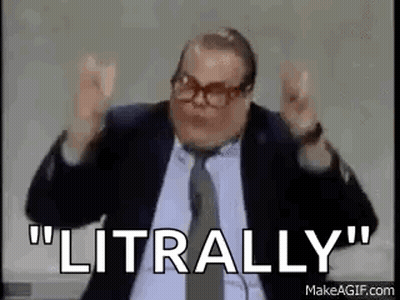 A Man In A Suit And Tie Is Standing In Front Of A Microphone And Saying `` Literally '' . GIF