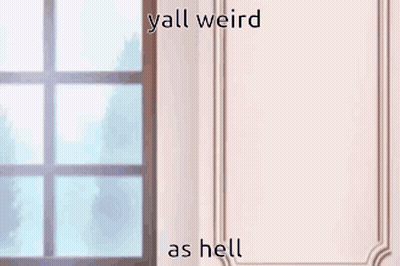 A Man In A Suit And Tie Is Standing In Front Of A Window With The Words Yall Weird As Hell Written On His Face . GIF