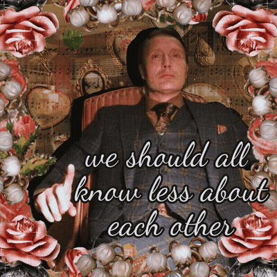 A Man In A Suit And Tie Is Surrounded By Pink Roses And A Quote That Says We Should All Know Less About Each Other GIF
