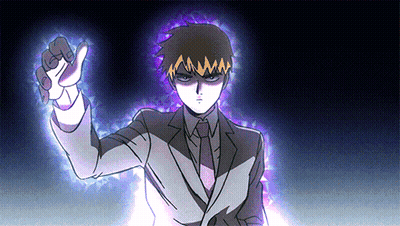 A Man In A Suit And Tie Is Surrounded By Purple Glowing Energy GIF