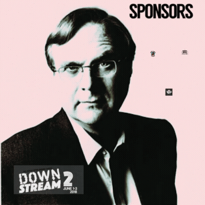 A Man In A Suit And Tie Is Surrounded By Sponsors Such As Nacho Mama 'S Tamales And Seattle Superfriends GIF