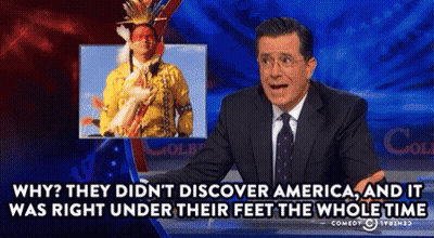 A Man In A Suit And Tie Is Talking About Why They Did Not Discover America GIF