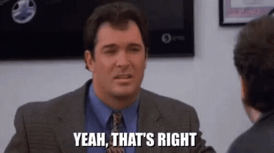 A Man In A Suit And Tie Is Talking To Another Man And Saying Yeah , That 'S Right . GIF