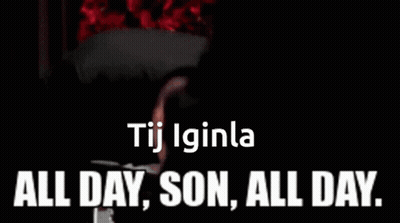 A Man In A Suit And Tie Is Talking To Another Man With The Words All Day Son All Day Written Below Him GIF
