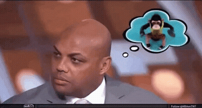 A Man In A Suit And Tie Is Thinking About A Monkey In A Thought Bubble GIF