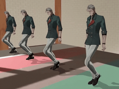 A Man In A Suit And Tie Is Walking In A Row GIF