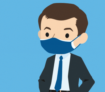 A Man In A Suit And Tie Is Wearing A Blue Mask And Giving A Thumbs Up GIF