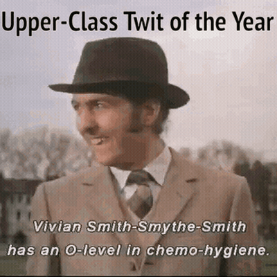 A Man In A Suit And Tie Is Wearing A Hat And Has An O Level In Chemo Hygiene . GIF