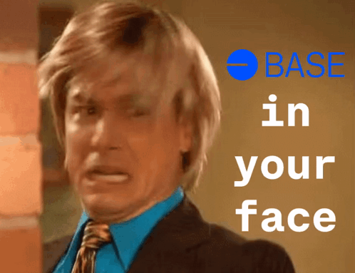 Man In Suit Making Funny Face With Base In Your Face Text GIF