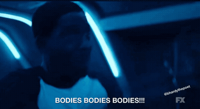 A Man In A Suit And Tie Says Bodies Bodies Bodies !!! GIF