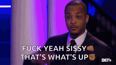 A Man In A Suit And Tie Says Fuck Yeah Sissy That 'S What 'S Up . GIF