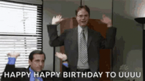 A Man In A Suit And Tie Says Happy Birthday To Uuu GIF