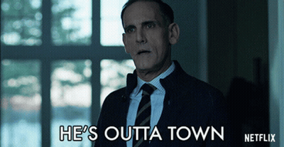 A Man In A Suit And Tie Says He 'S Outta Town On Netflix GIF