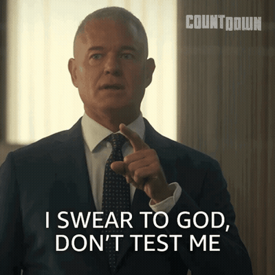 A Man In A Suit And Tie Says I Swear To God Don T Test Me GIF
