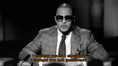 A Man In A Suit And Tie Says " I Thought You Had Charisma " GIF