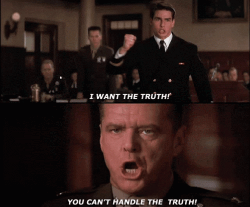 A Man In A Suit And Tie Says " I Want The Truth " GIF