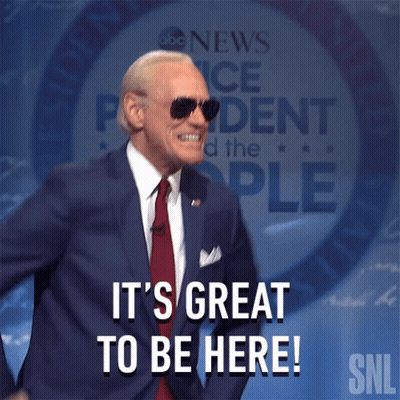 A Man In A Suit And Tie Says It 'S Great To Be Here While Wearing Sunglasses GIF