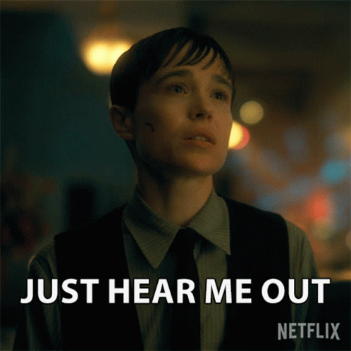 A Man In A Suit And Tie Says Just Hear Me Out Netflix GIF