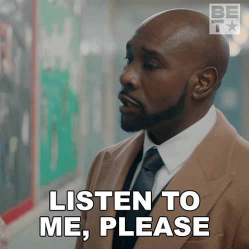 A Man In A Suit And Tie Says " Listen To Me Please " GIF