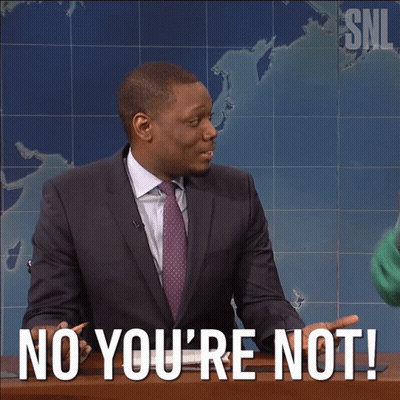 A Man In A Suit And Tie Says " No You 'Re Not " In Front Of A Map GIF