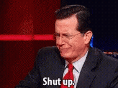 A Man In A Suit And Tie Says " Shut Up " GIF