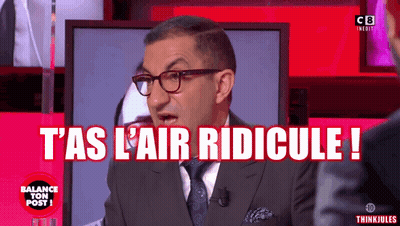 A Man In A Suit And Tie Says " T As L' Air Ridicule " GIF