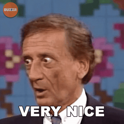 A Man In A Suit And Tie Says Very Nice In Front Of A Buzzr Logo GIF