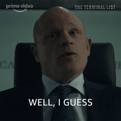 A Man In A Suit And Tie Says Well I Guess In A Prime Video Ad GIF