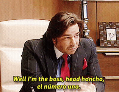 A Man In A Suit And Tie Says " Well I 'M The Boss Head Honcho El Numero Uno " GIF