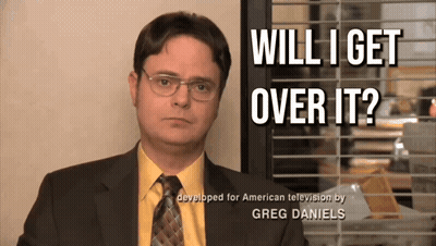 A Man In A Suit And Tie Says " Will I Get Over It ? " GIF