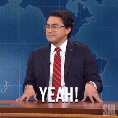 A Man In A Suit And Tie Says Yeah On A Snl Show GIF