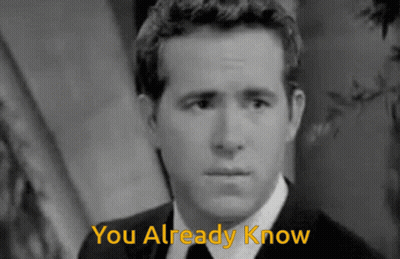 A Man In A Suit And Tie Says " You Already Know " In Yellow Letters GIF